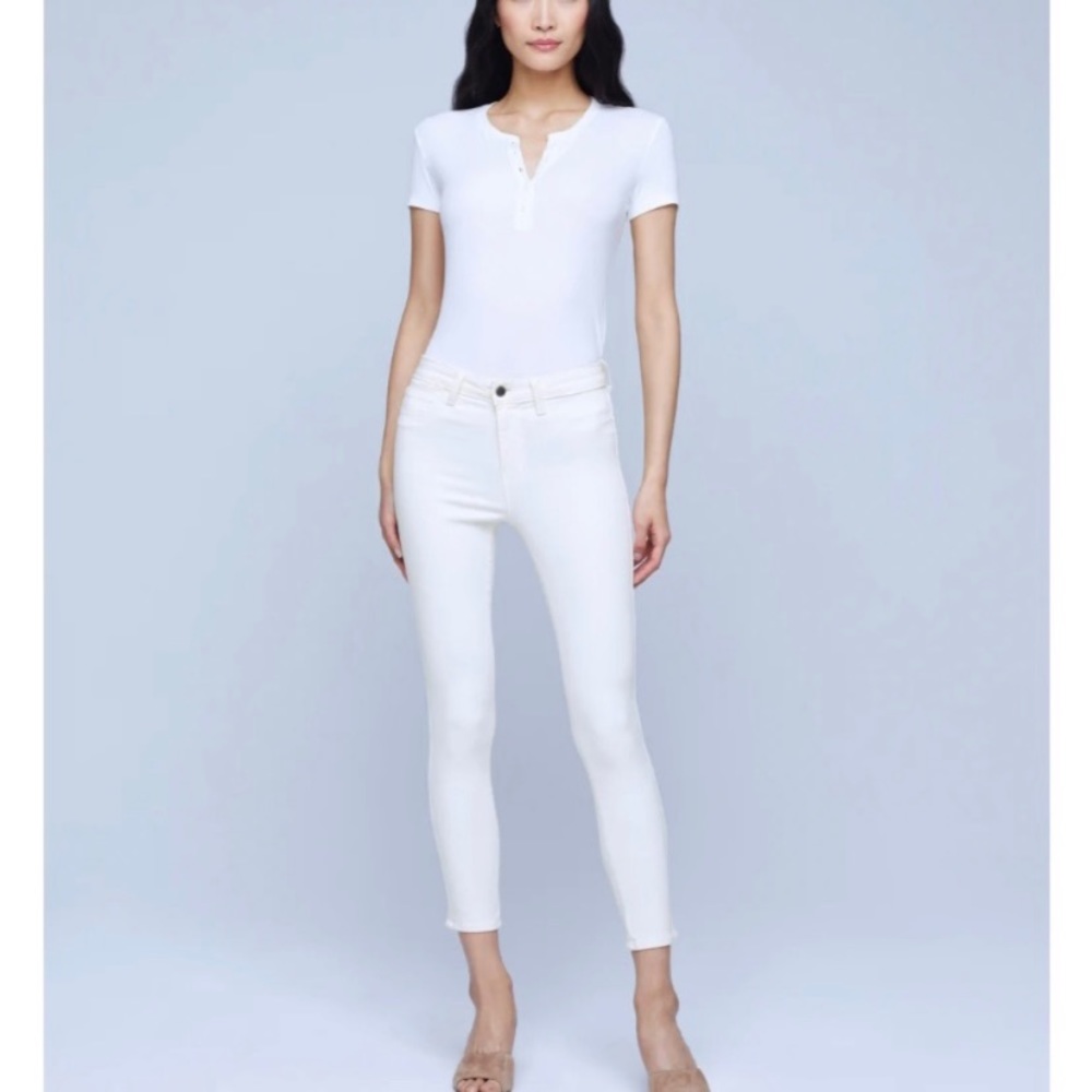 Lagence Margot Vintage White Skinny high rise Crop Jeans size 26